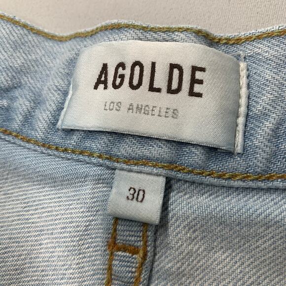 Agolde Women Nolan Jeans 30 Blue Denim High Waist Light Wash Wide Leg 26 - Picture 7 of 13